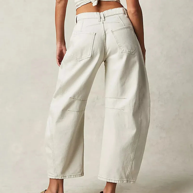 Women Fashion Loose Jeans for spring, solid colors, Mid-Rise Barrel Denim Pants Trousers steetwear KilyClothing
