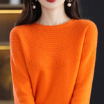 100% wool pullover curled O-neck cashmere sweater KilyClothing