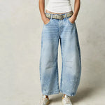 Women Fashion Loose Jeans for spring, solid colors, Mid-Rise Barrel Denim Pants Trousers steetwear KilyClothing