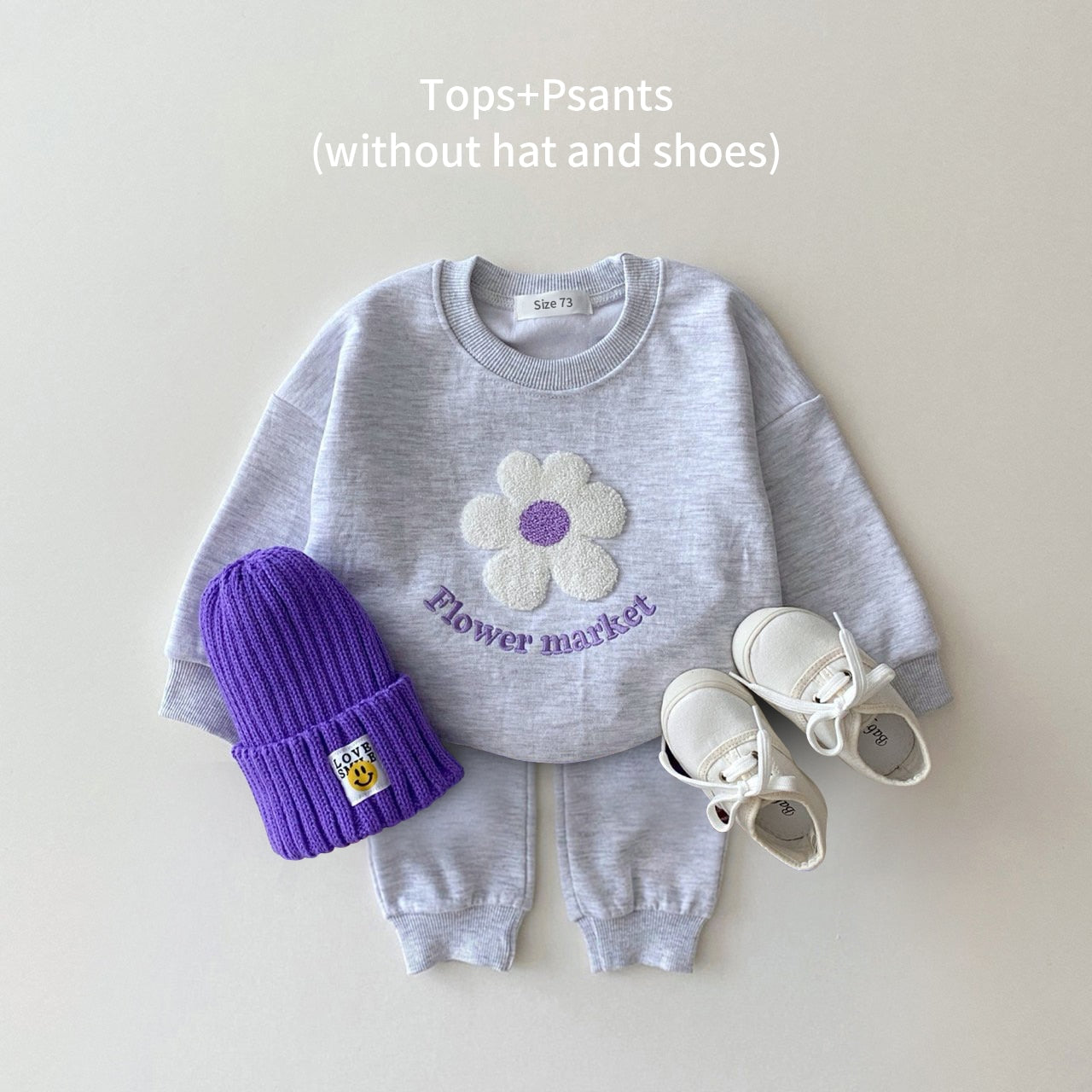 Organic Cotton Flowers Sweatshirt+Pants 2 Pcs/Set Tracksuit Toddler Girl KilyClothing
