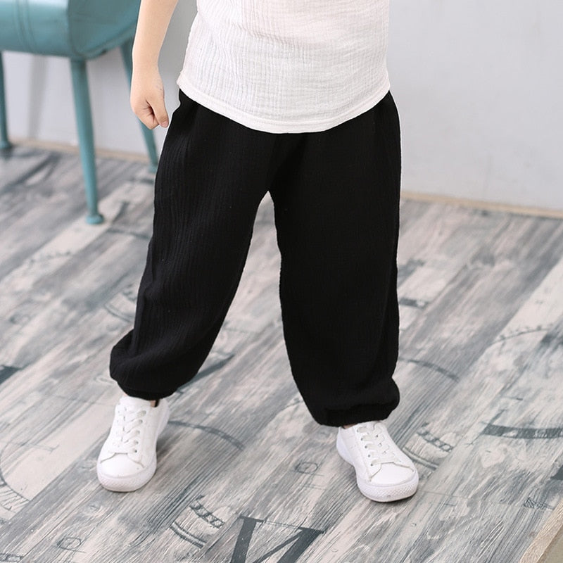 2-7 years, Linen Pleated unisex Summer Cotton Harem Baggy Pants KilyClothing