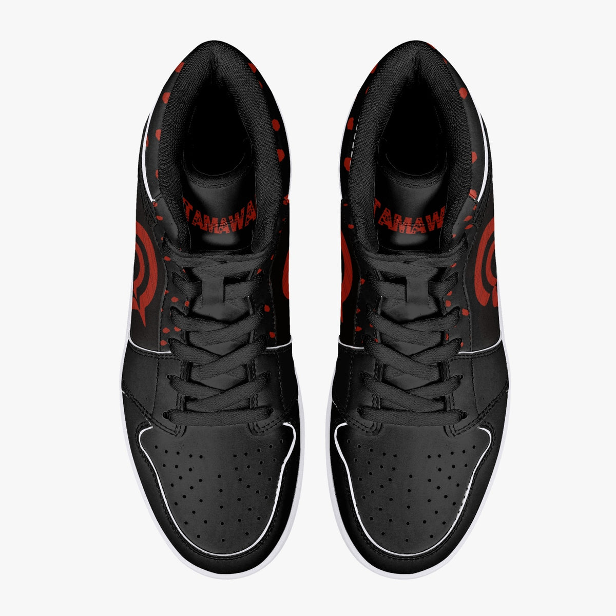 OOTAMAWAE Original Brand High-Top Leather Sneakers - Black $ Red Dots KilyClothing