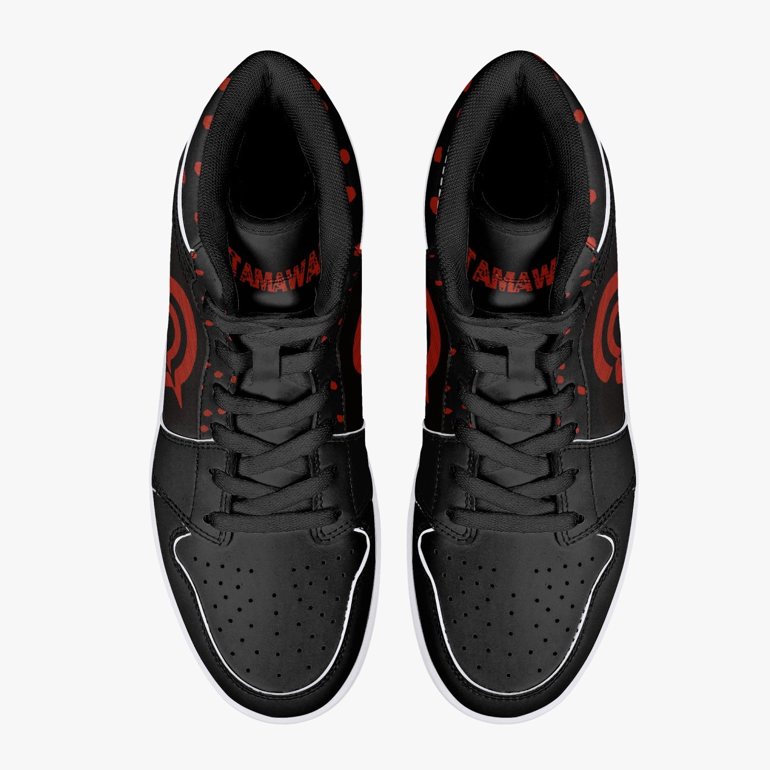 OOTAMAWAE Original Brand High-Top Leather Sneakers - Black $ Red Dots KilyClothing