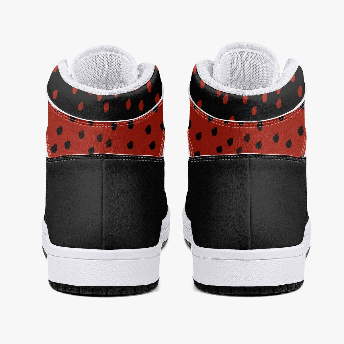 OOTAMAWAE Original Brand High-Top Leather Sneakers - Black $ Red Dots KilyClothing