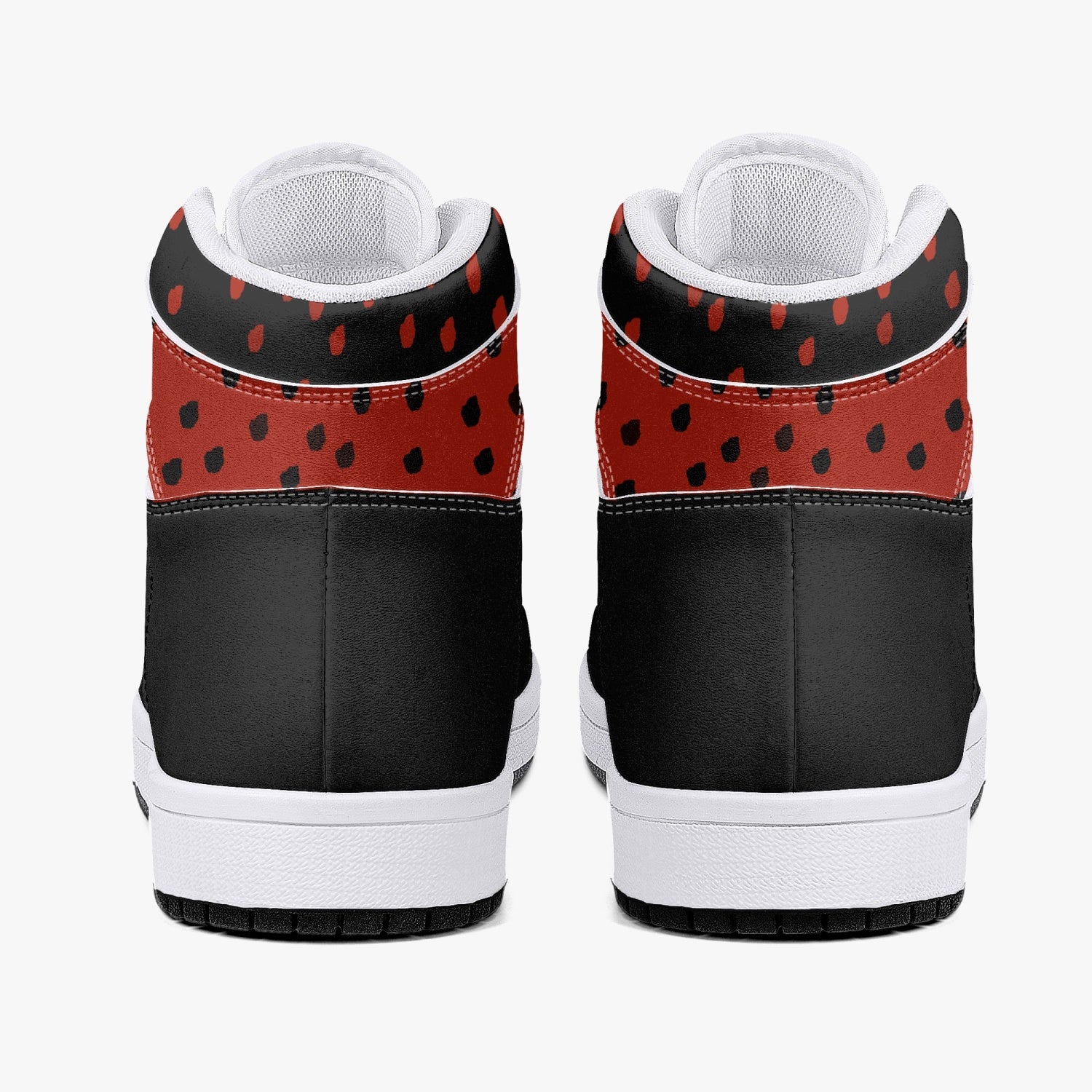 OOTAMAWAE Original Brand High-Top Leather Sneakers - Black $ Red Dots KilyClothing