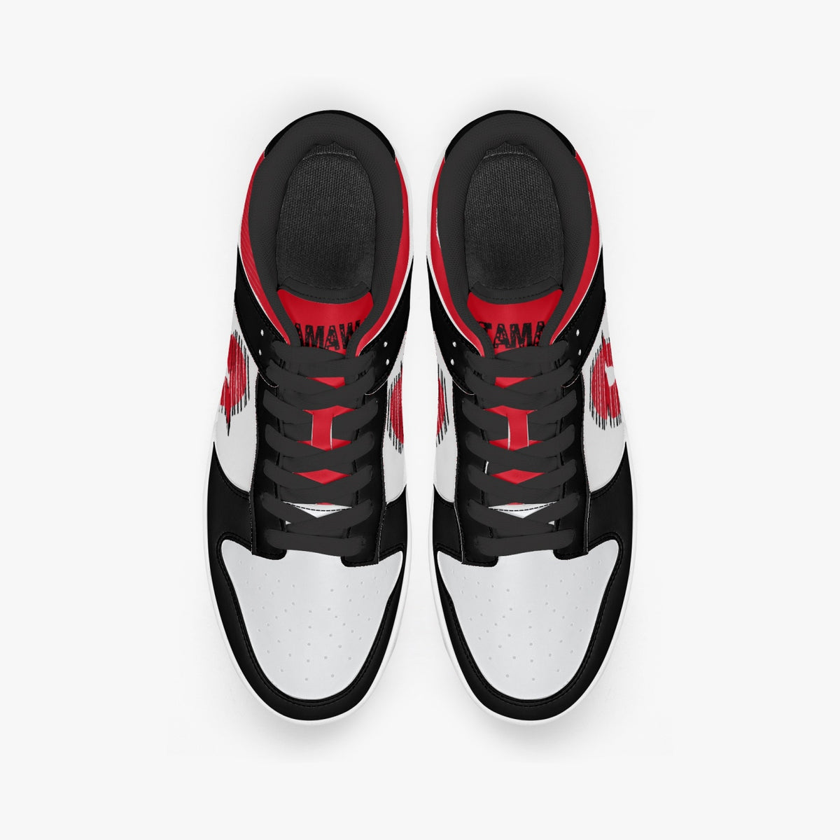 Ootamawae Dunk Stylish Low-Top Leather Sneakers Red & Black KilyClothing
