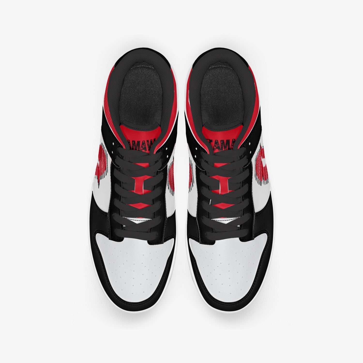 Ootamawae Dunk Stylish Low-Top Leather Sneakers Red & Black KilyClothing