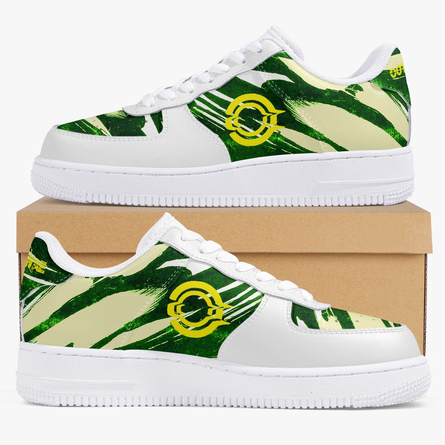 OOTAMAWAE Original Brand  Low-Top Leather Sports Sneakers AIR Green Yellow Cloud KilyClothing