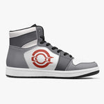 OOTAMAWAE Original Brand High-Top Leather Sneakers - Grey Red Logo KilyClothing