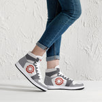 OOTAMAWAE Original Brand High-Top Leather Sneakers - Grey Red Logo KilyClothing