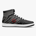 OOTAMAWAE Original Brand High-Top Leather Sneakers -  Black and Grey Stripes KilyClothing