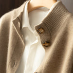 100% Wool Cashmere Sweater Women's Half High Neck Cardigan KilyClothing
