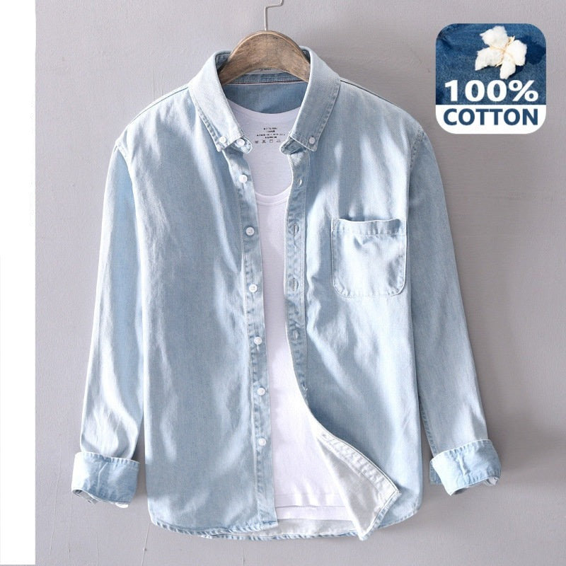 Denim Shirt f100% Cotton Fashion Four Seasons Slim KilyClothing