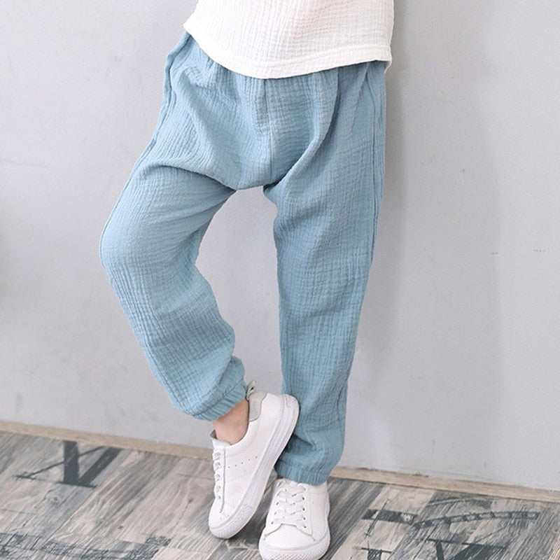 2-7 years, Linen Pleated unisex Summer Cotton Harem Baggy Pants KilyClothing
