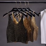 Sparkling Sequins Half Waist Render Knitwear Sexy Waist Condole Top Cropped KilyClothing
